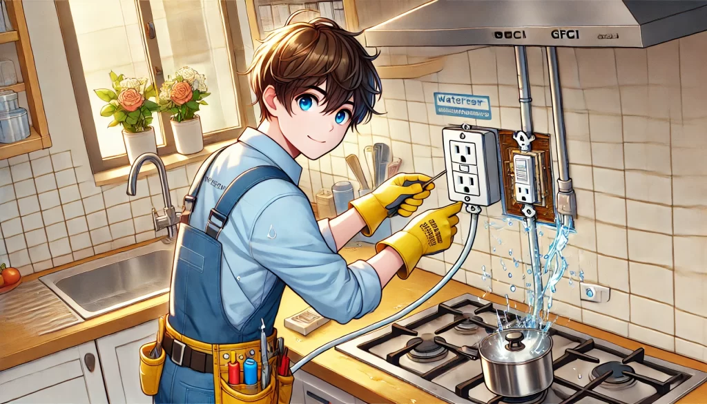 水気のある場所での電気工事