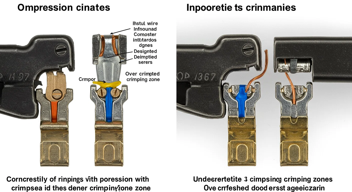 圧縮端子の圧着範囲と適切な圧着例