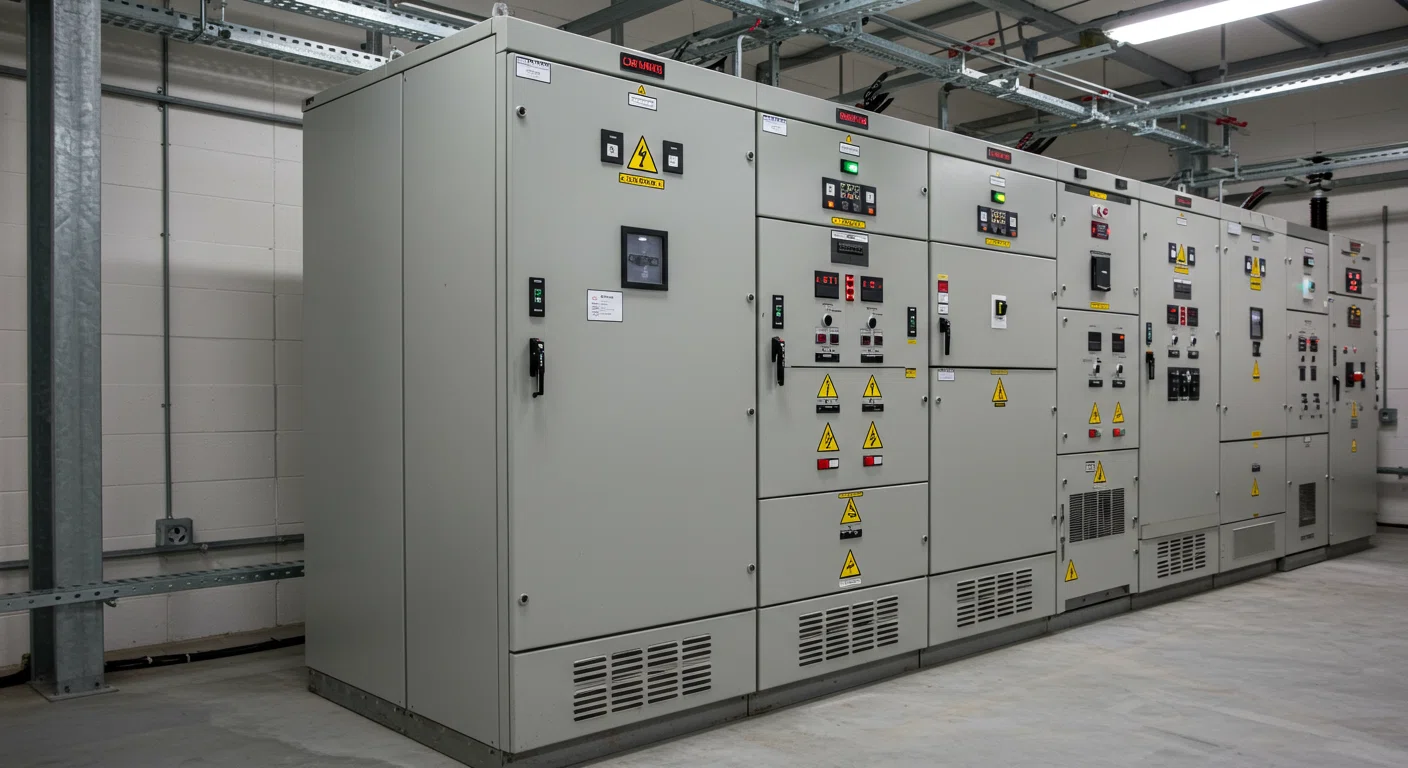 高圧受変電設備内の饋電盤(き電盤)の外観